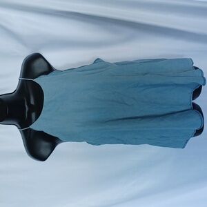 1250C • Naked Zebra Blue Chambray Tencel Tank Top, scalloped arm holes